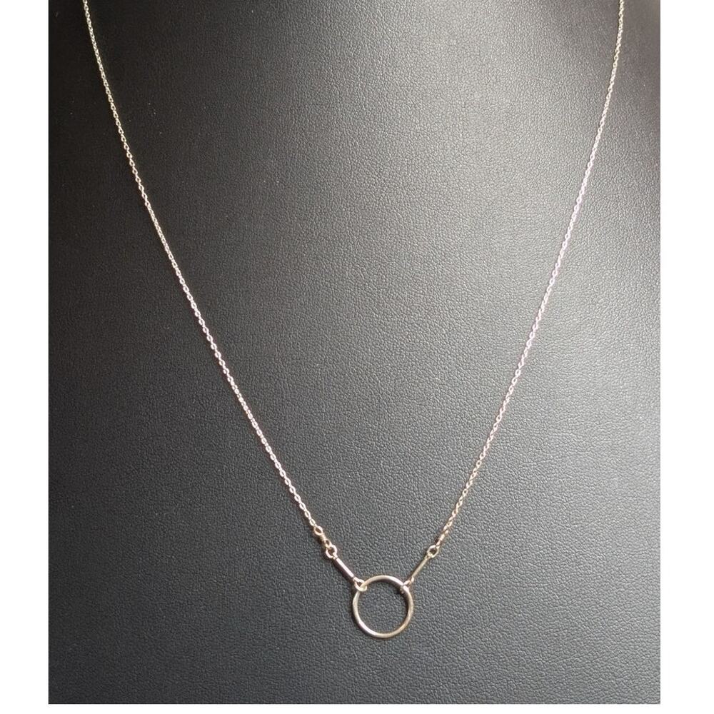 925 Sterling Silver 'O' Pendant Delicate Chain 21" Necklace